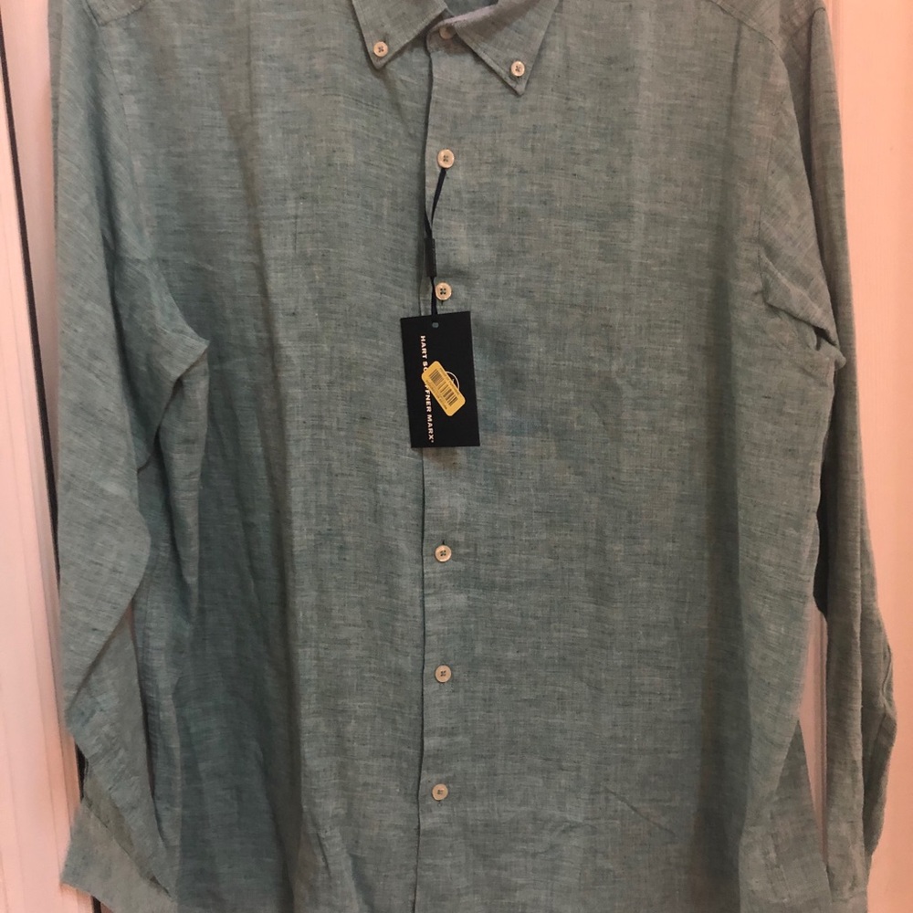 Hart Schaffner Marx Men’s Green Linen Shirt